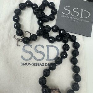 S. S. D. Simon Sebbag Designs Faceted onyx and Sterling silver beaded necklace